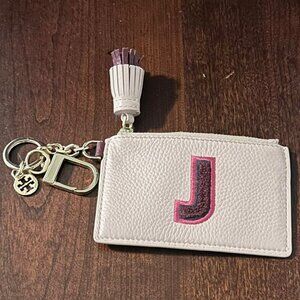 Tory Burch Monogram Card Case Key Fob Initial J